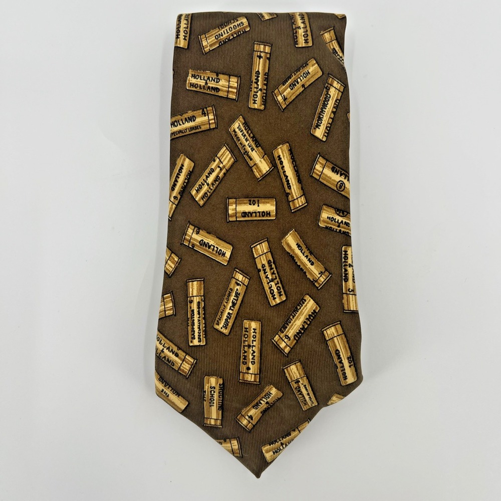 Holland & Holland London Silk Necktie Drake's Shotgun Shell Hunting Duck Rare